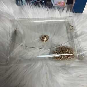 NWT Clear crossbody with gold chain